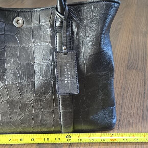 Barneys New York Gray Crocodile-Embossed Leather Tote - Picture 5 of 11